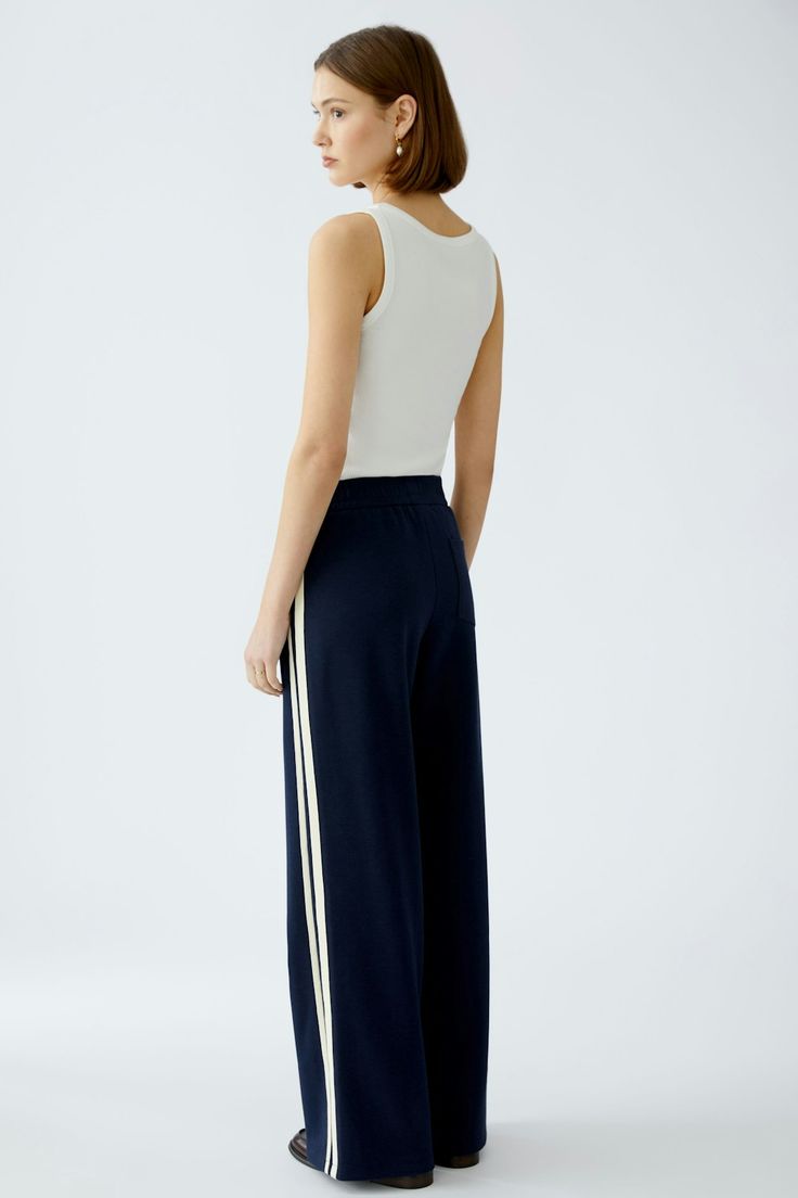 WOMEN'S SLIP ON STRIPE TROUSERS