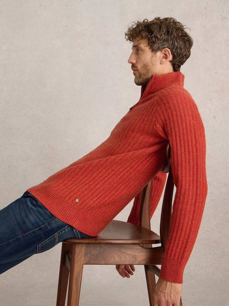 MEN'S CHUNKY FUNNEL NECK JUMPER