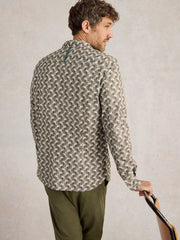 MEN'S BIRD PRINTED BUTTON UP SHIRT