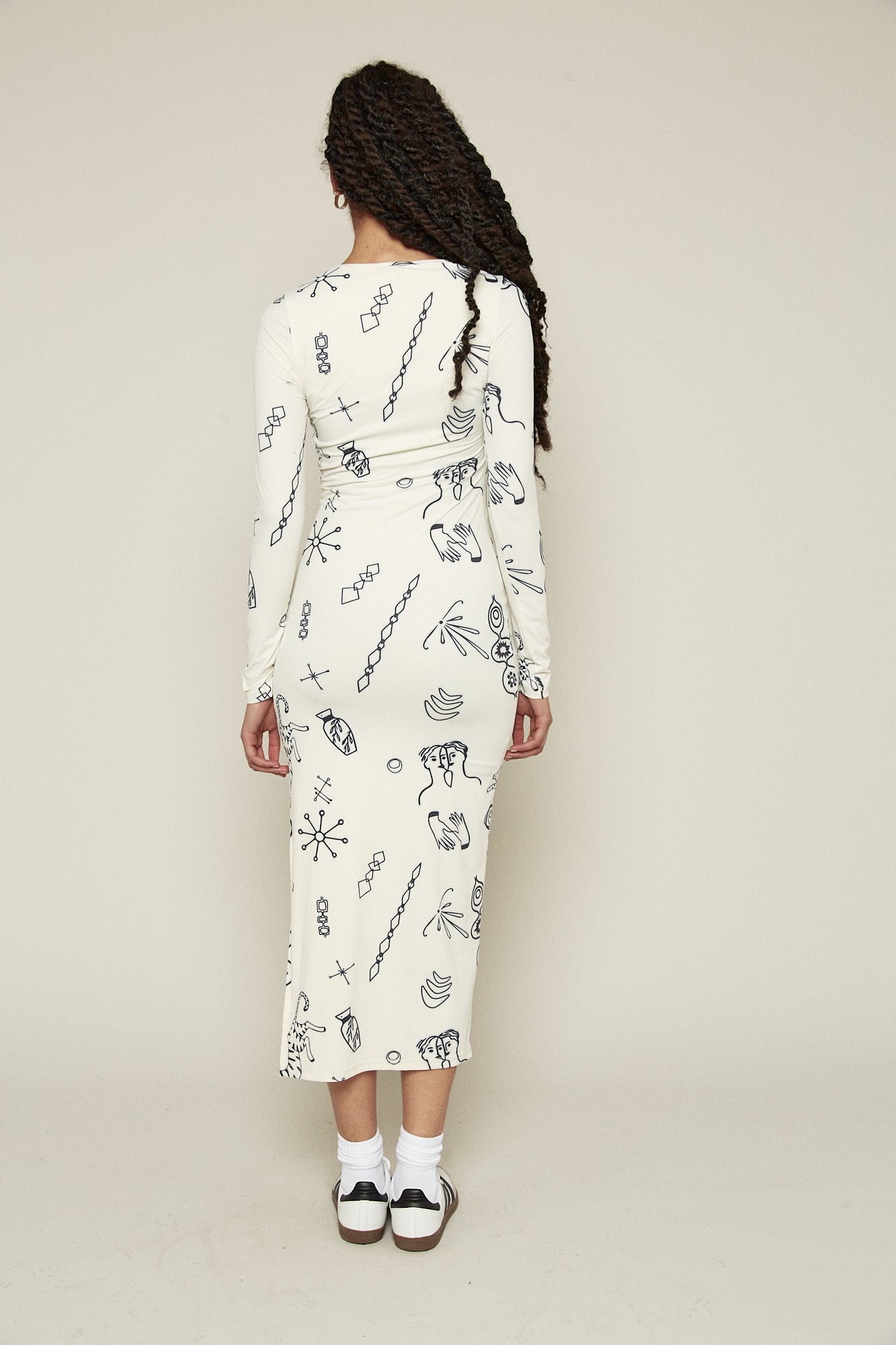 WOMEN'S DOODLE PRINT MESH DRESS