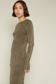 WOMEN'S ZIP DETAIL KNIT TOP