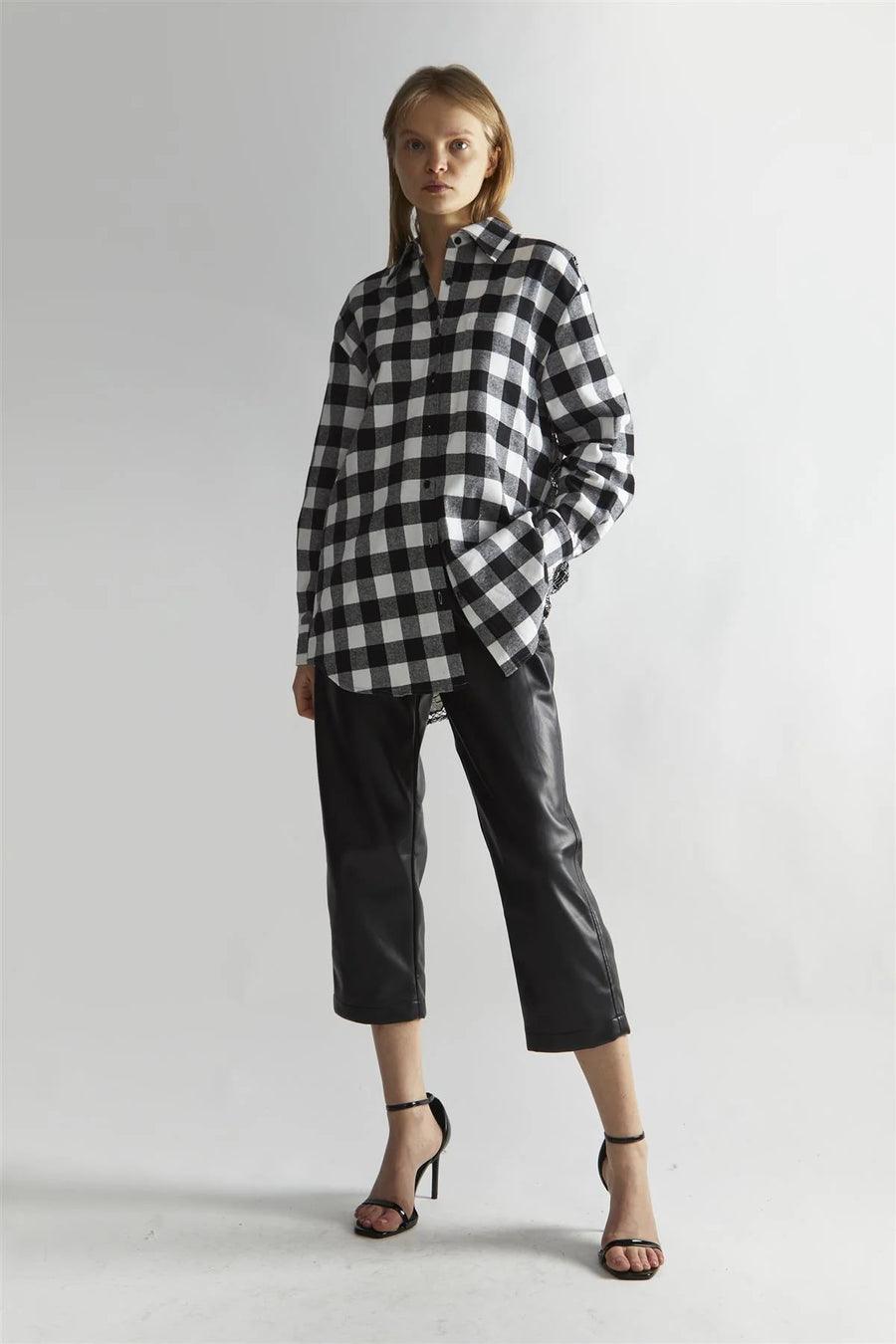 WOMEN'S MONO CHECK APPLIQUE OVERSIZED CLASSIC SHIRT