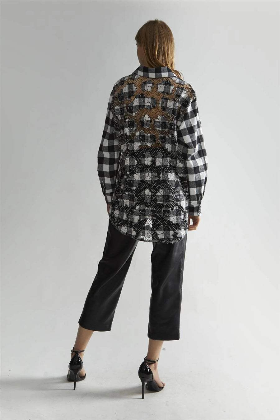 WOMEN'S MONO CHECK APPLIQUE OVERSIZED CLASSIC SHIRT