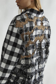 WOMEN'S MONO CHECK APPLIQUE OVERSIZED CLASSIC SHIRT