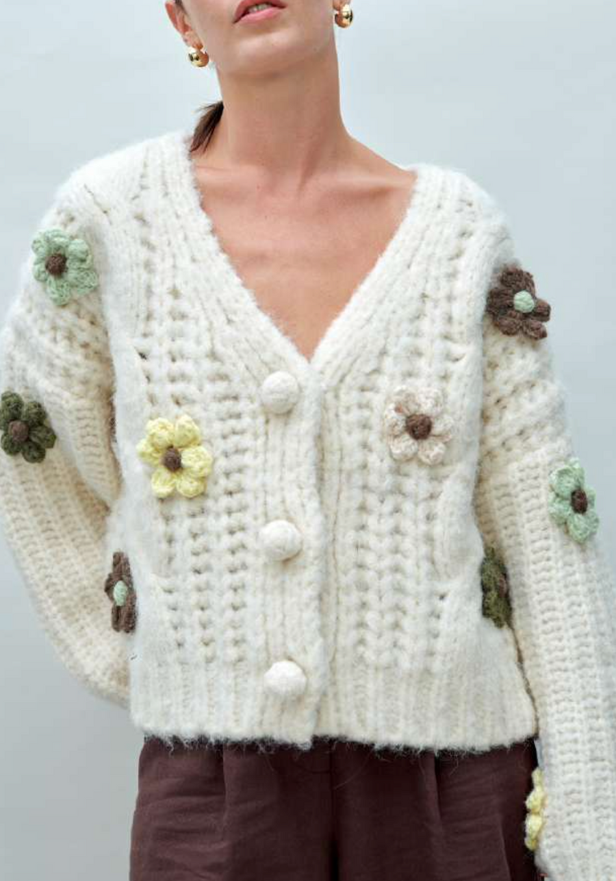 WOMEN'S VIOLA FLOWER CARDIGAN