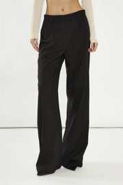 WOMEN'S BLACK WIDE LEG TROUSERS