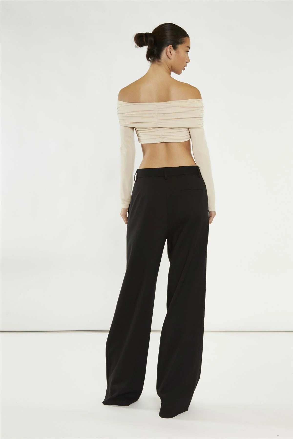 WOMEN'S BLACK WIDE LEG TROUSERS