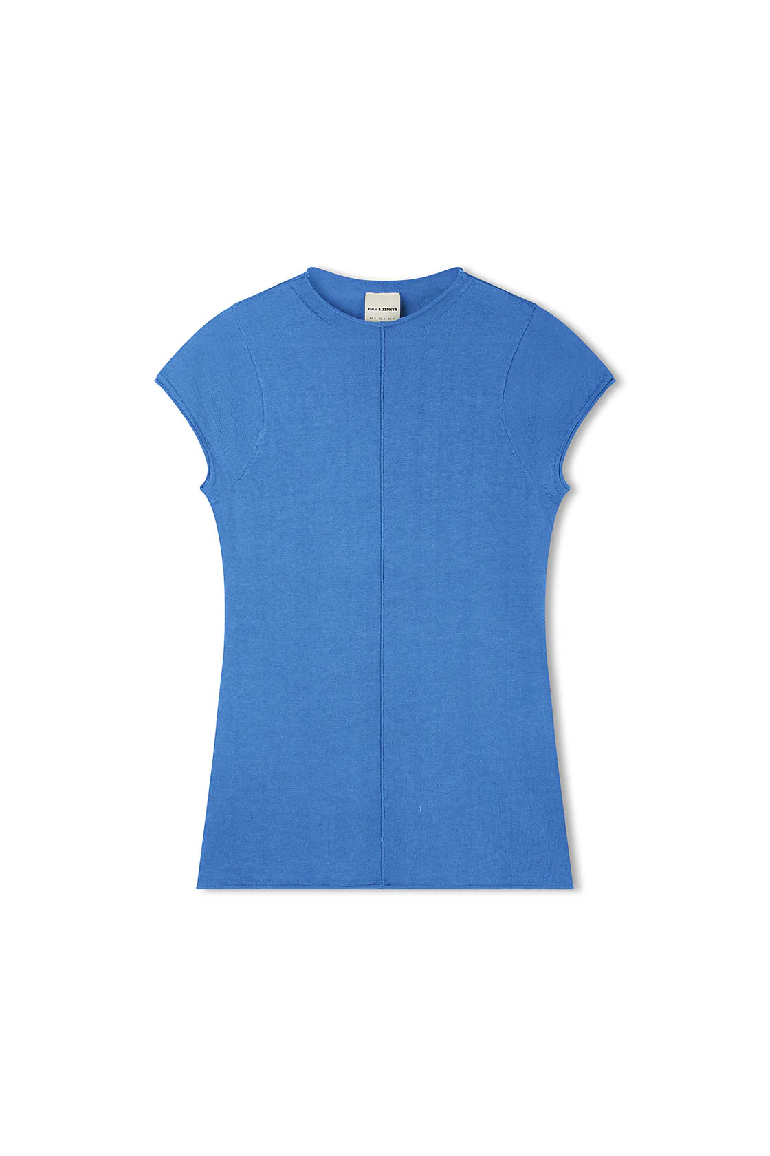 WOMEN'S OCEAN BLUE COTTON BLEND KNIT TOP