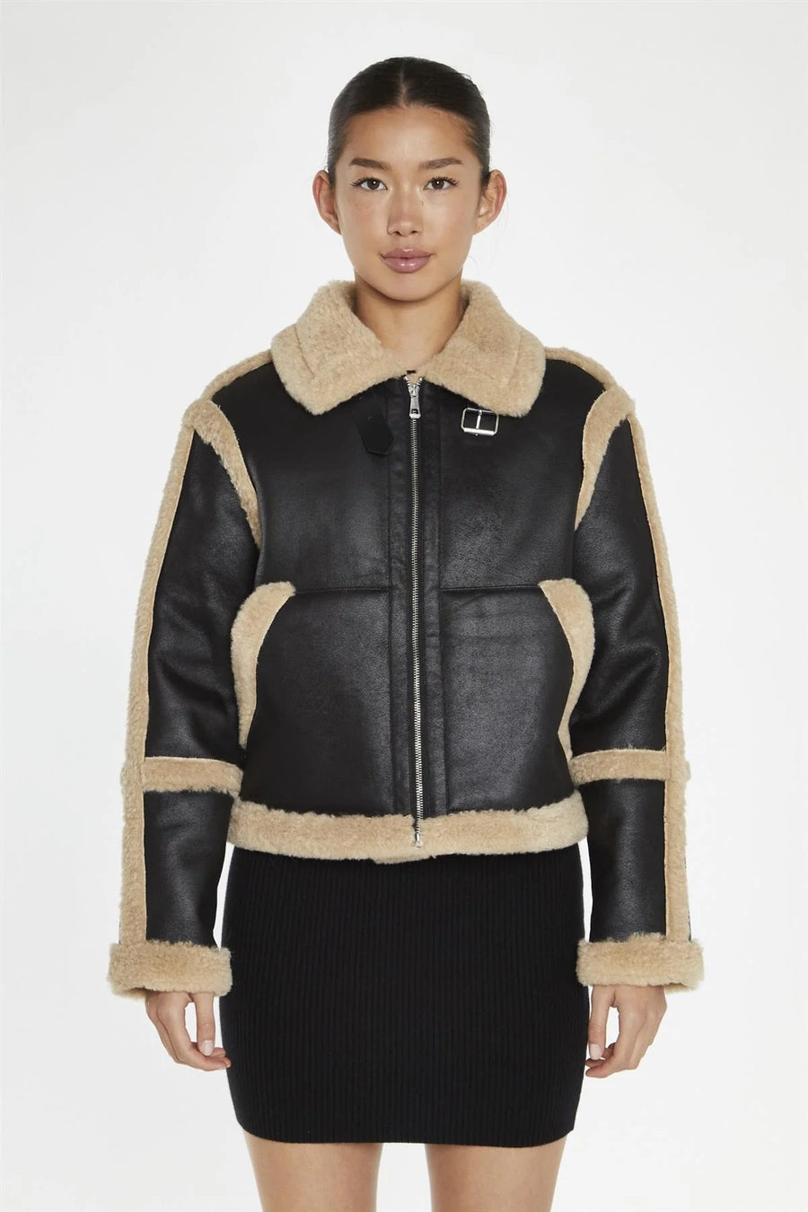 WOMEN'S BLACK BEIGE TRIM JACKET