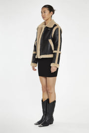 WOMEN'S BLACK BEIGE TRIM JACKET